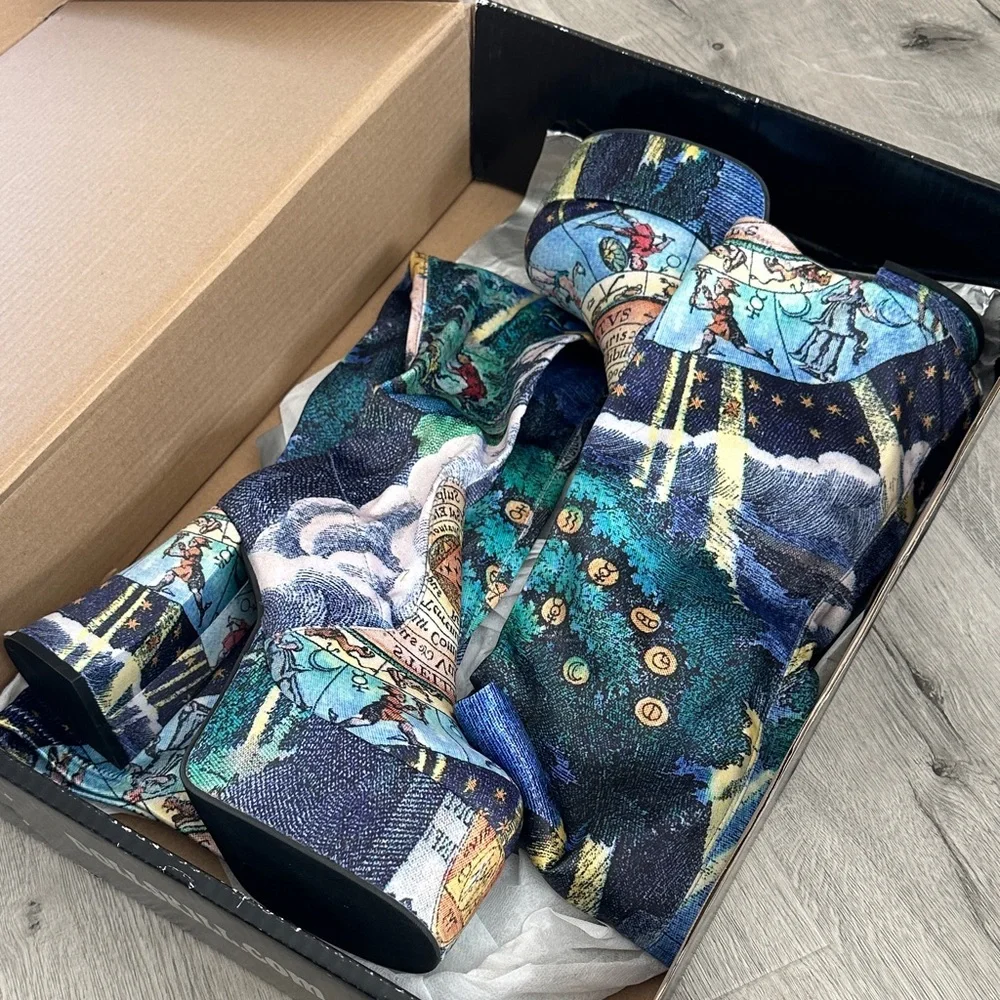 Dolls Kill Blue Multicolor Astrological Platform Heels - Picture 7 of 11